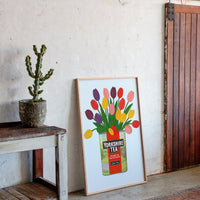 Tulips in a Yorkshire Tea Tin