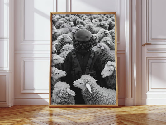 Astronaut Among the Sheep