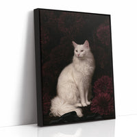 White Cat, Black Chrysanthemums
