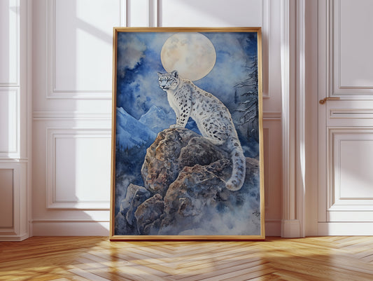 Moonlit Watch of the Snow Leopard