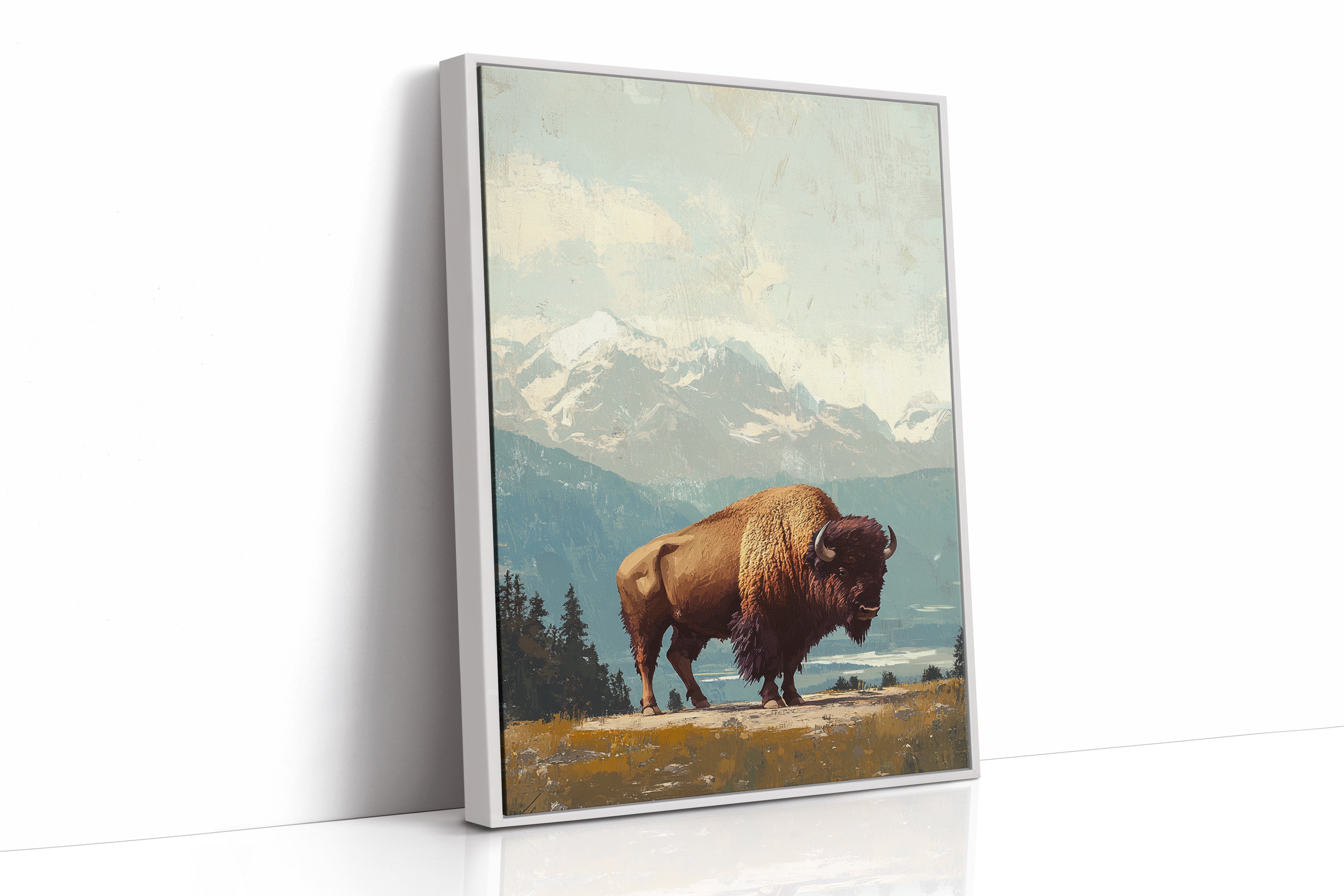 Bison Beneath the Mountain Sky