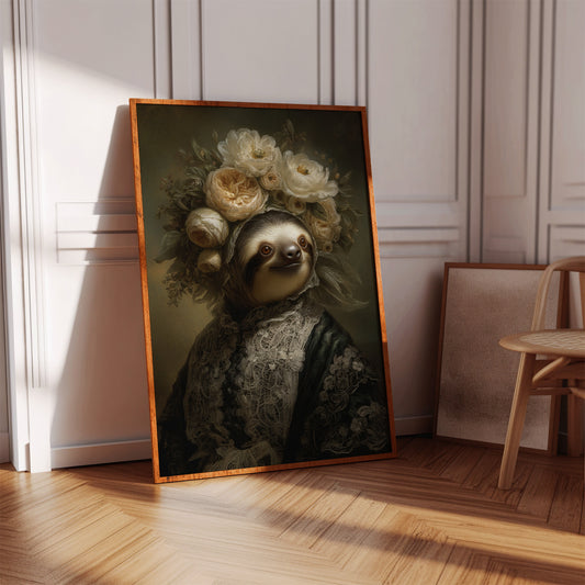 Regal Sloth in Floral Elegance