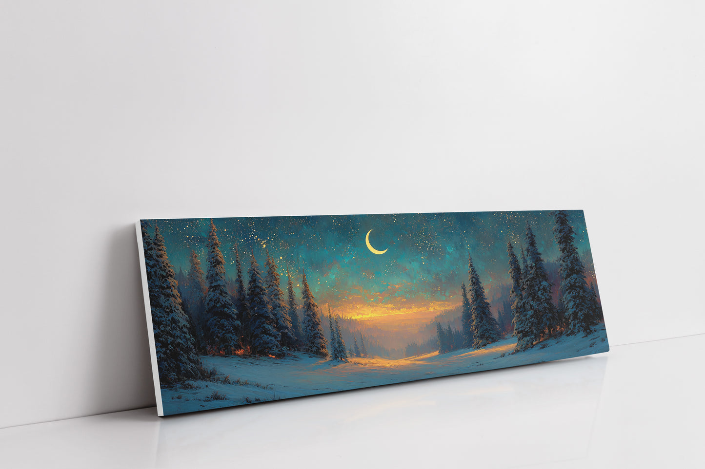 Moonlit Snow Path Through Winter Pines