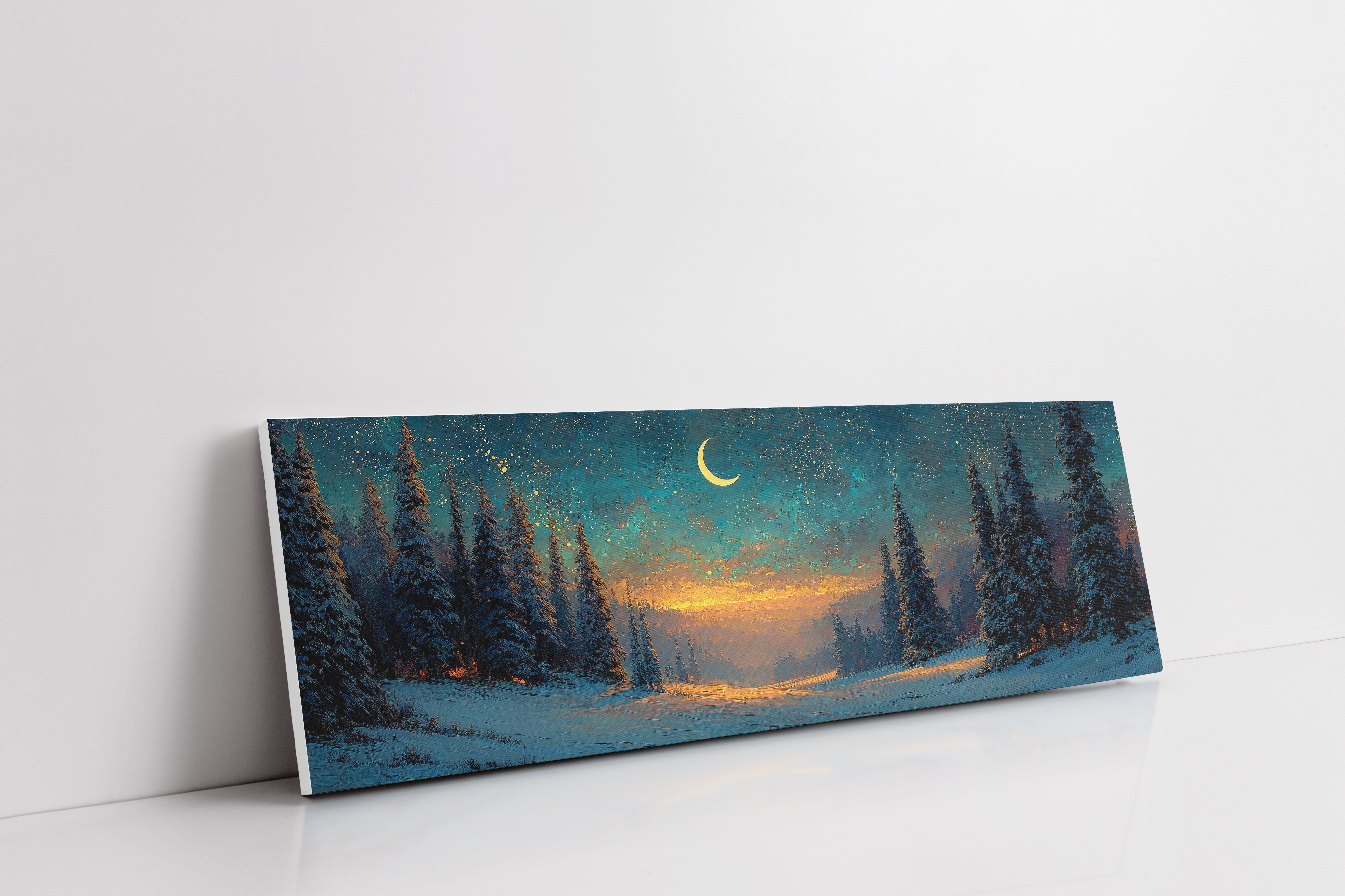 Moonlit Snow Path Through Winter Pines