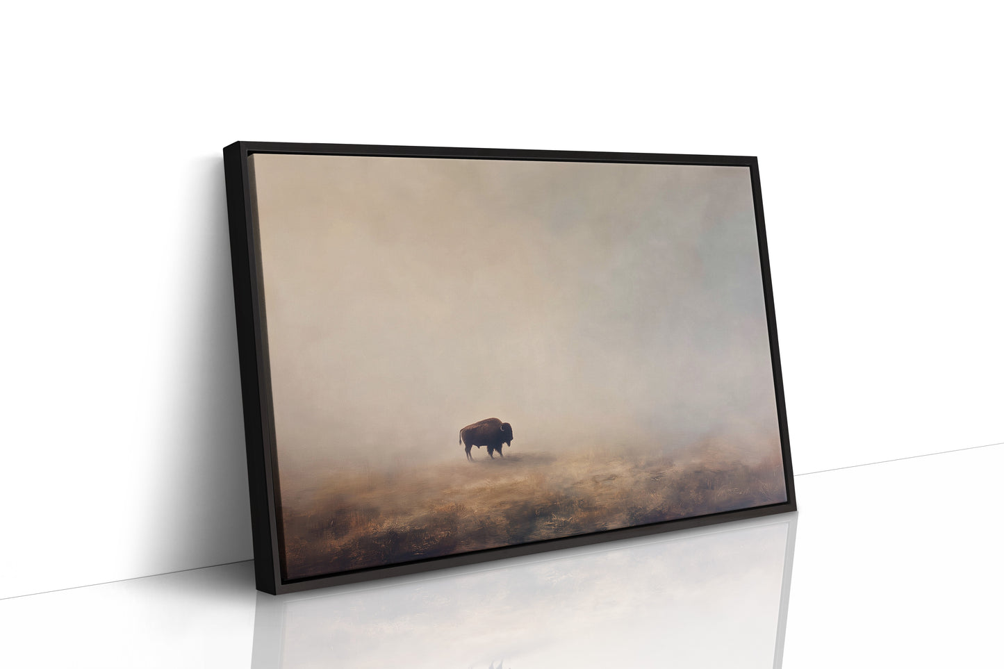 Lone Bison in the Morning Mist