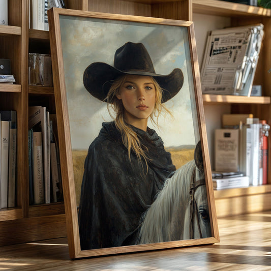 Cowgirl and Her White Horse