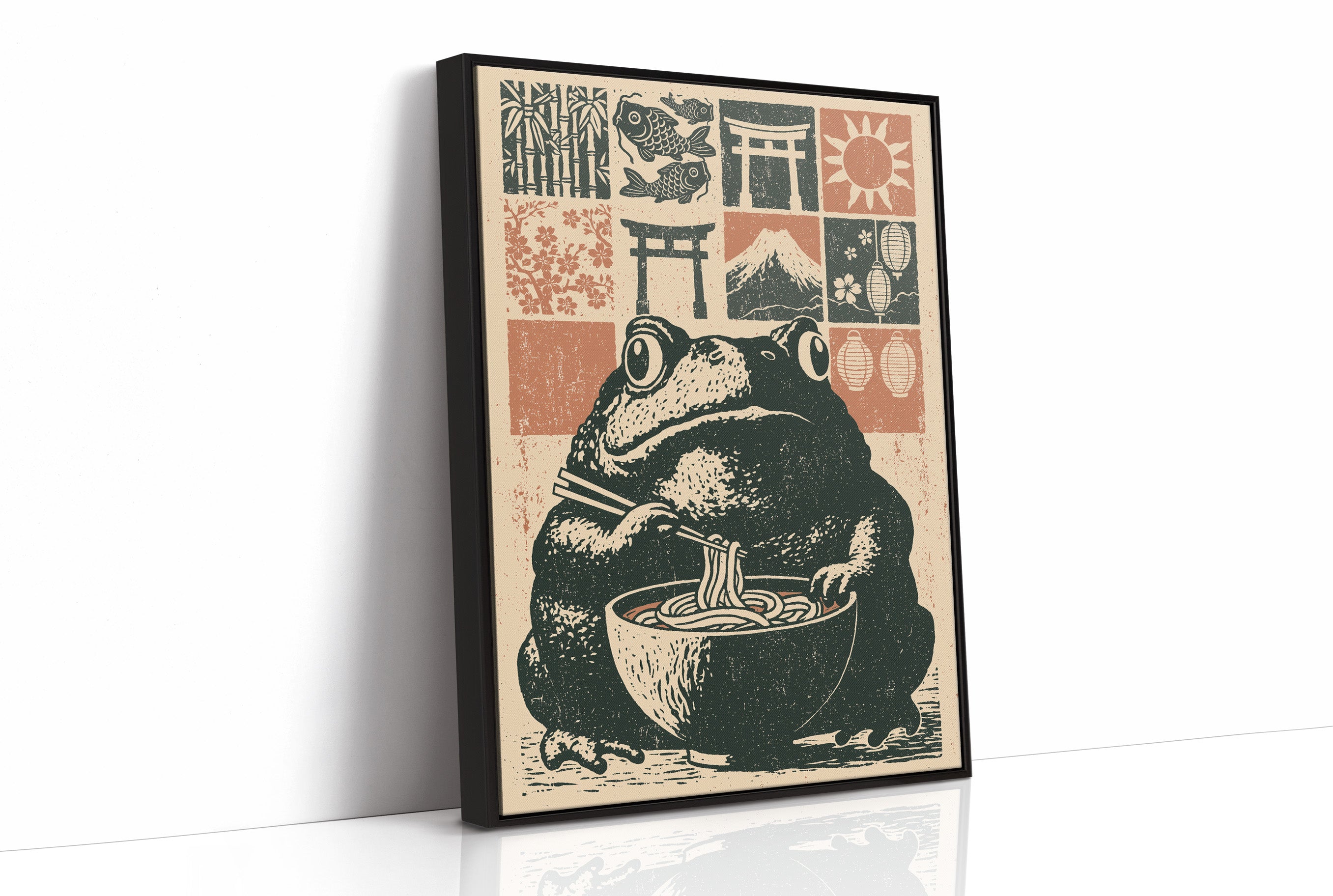 Ramen Toad in the Koi Bowl: Woodblock Feast