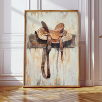 Weathered Rest: Western Saddle Still Life