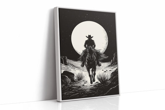 Lone Rider Under a Full Moon