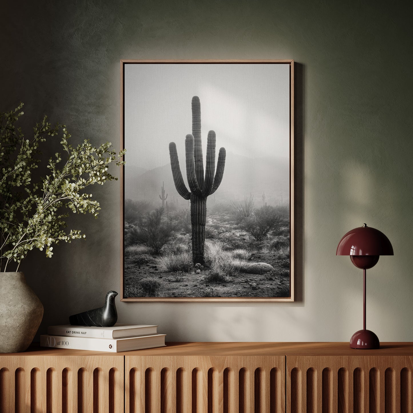 Cactus Standing Against The Mist