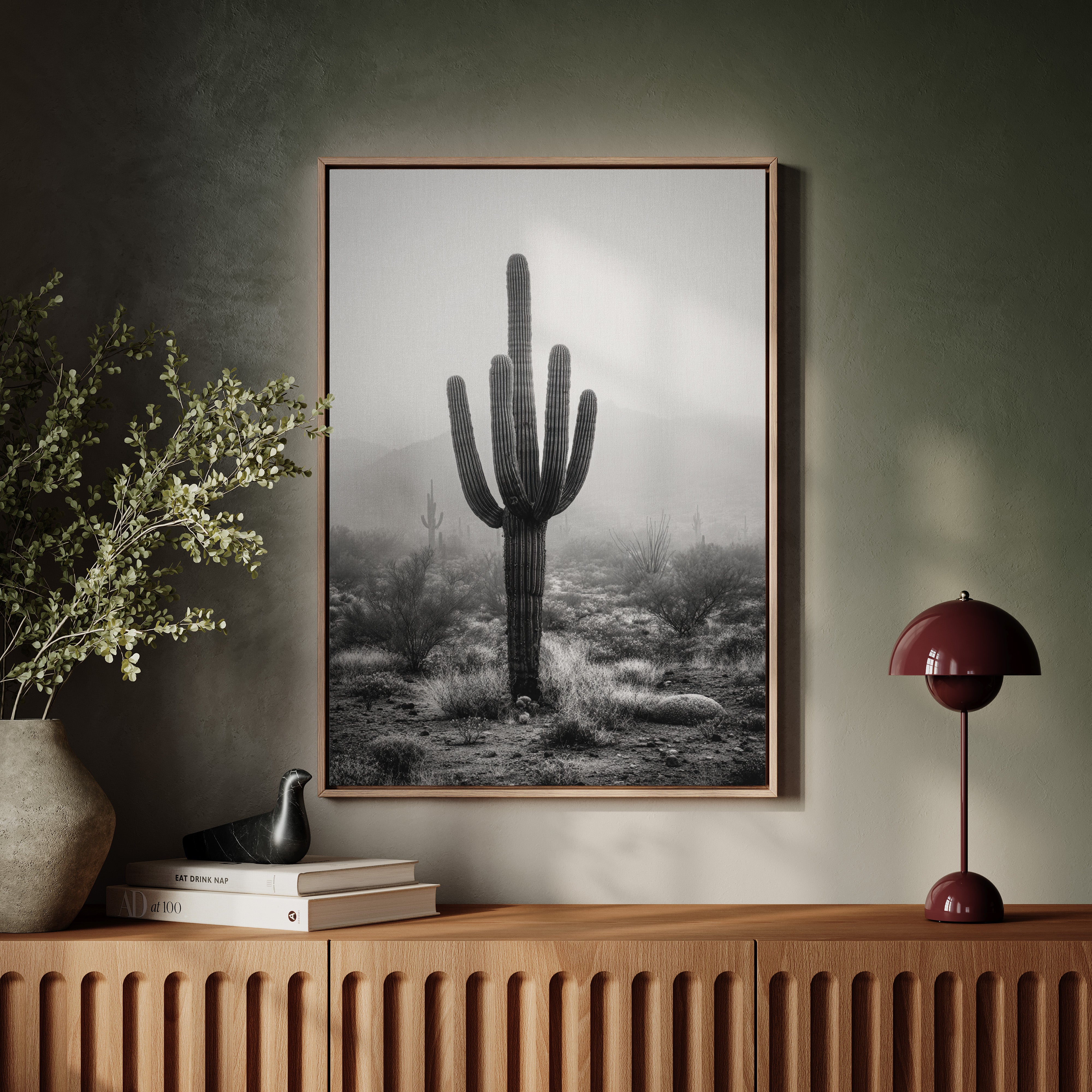 Cactus Standing Against The Mist