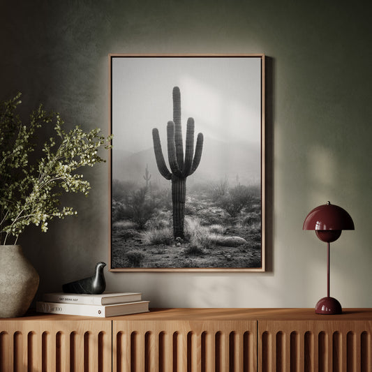 Cactus Standing Against The Mist