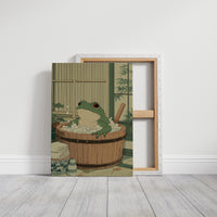 Frog's Peaceful Soak In Bamboo Bath