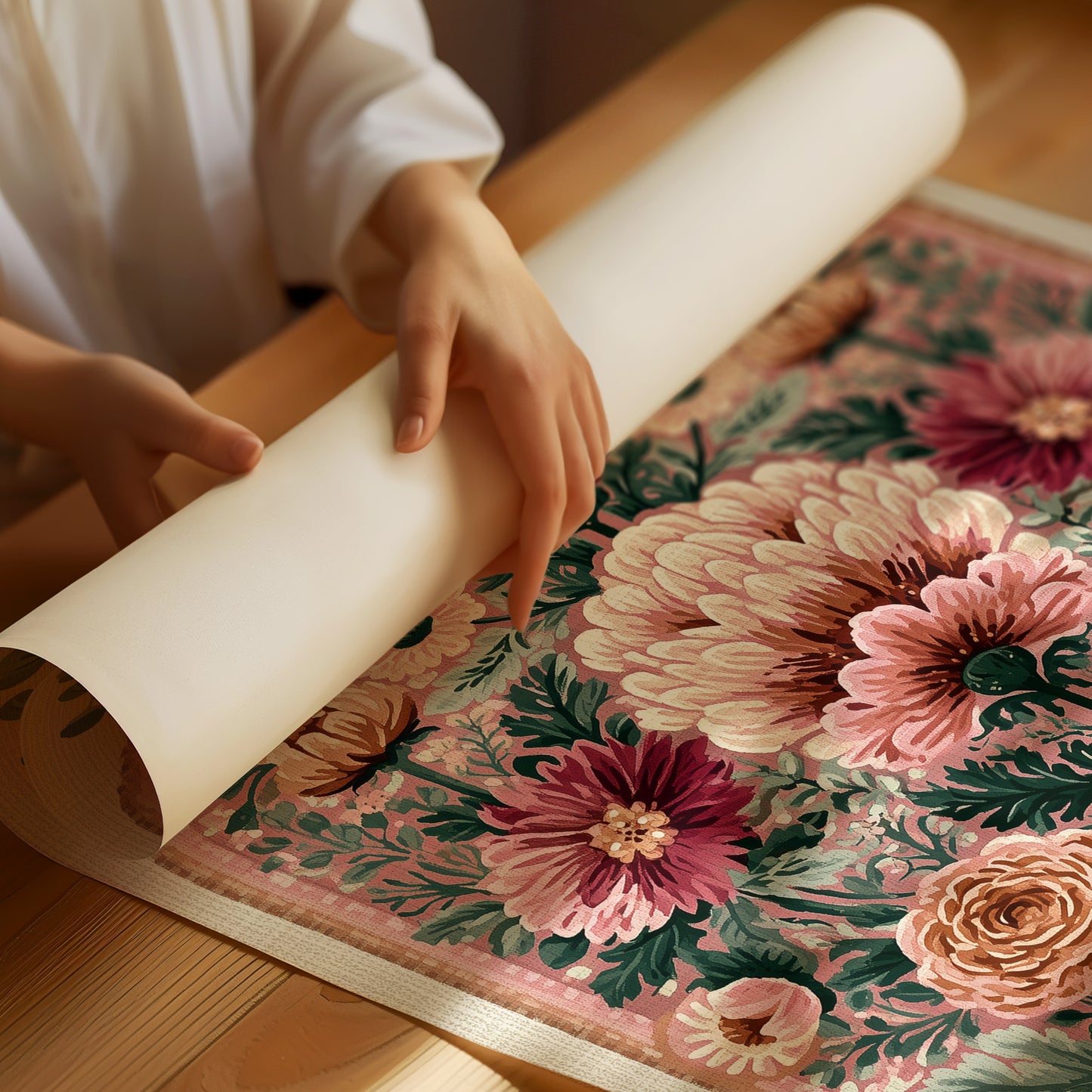 Blush Bouquet: A Grand Floral Medallion