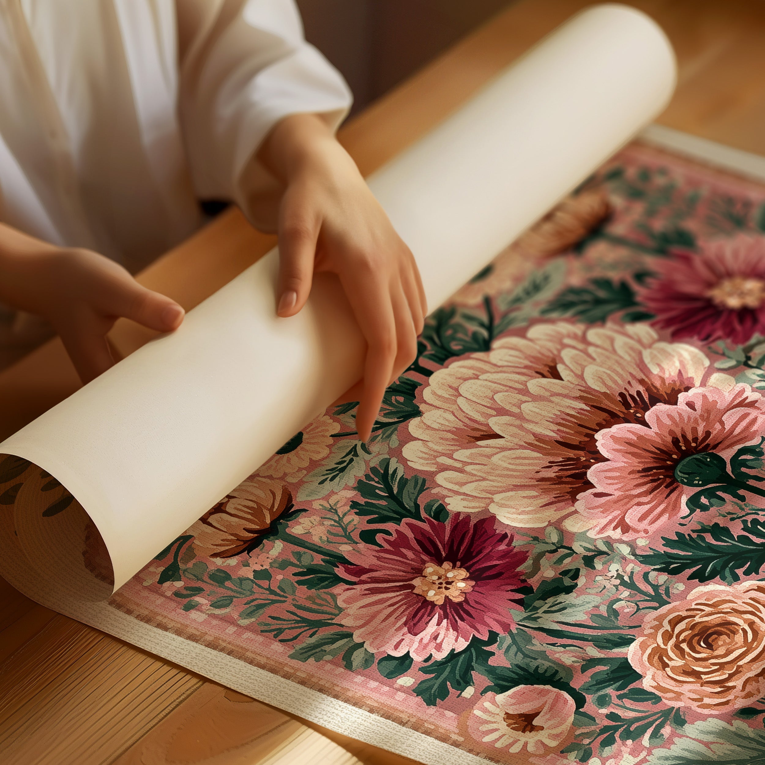 Blush Bouquet: A Grand Floral Medallion