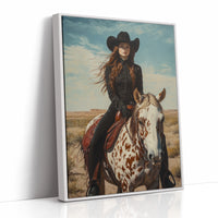 Desert Reins – Cowgirl on Paint Horse Portrait