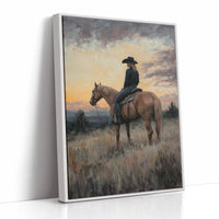 Evening Watch – Cowgirl and Horse at Sunset