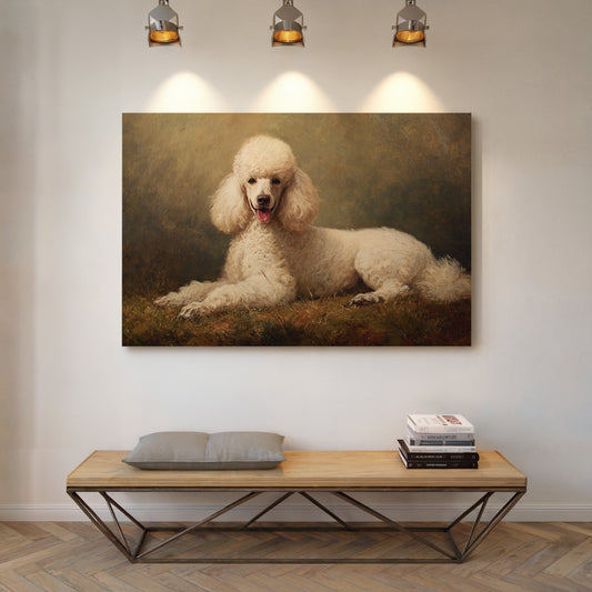 Noble Poodle Rests In Autumn Light
