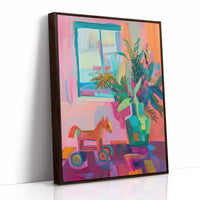 Wooden Horse By Summer Window