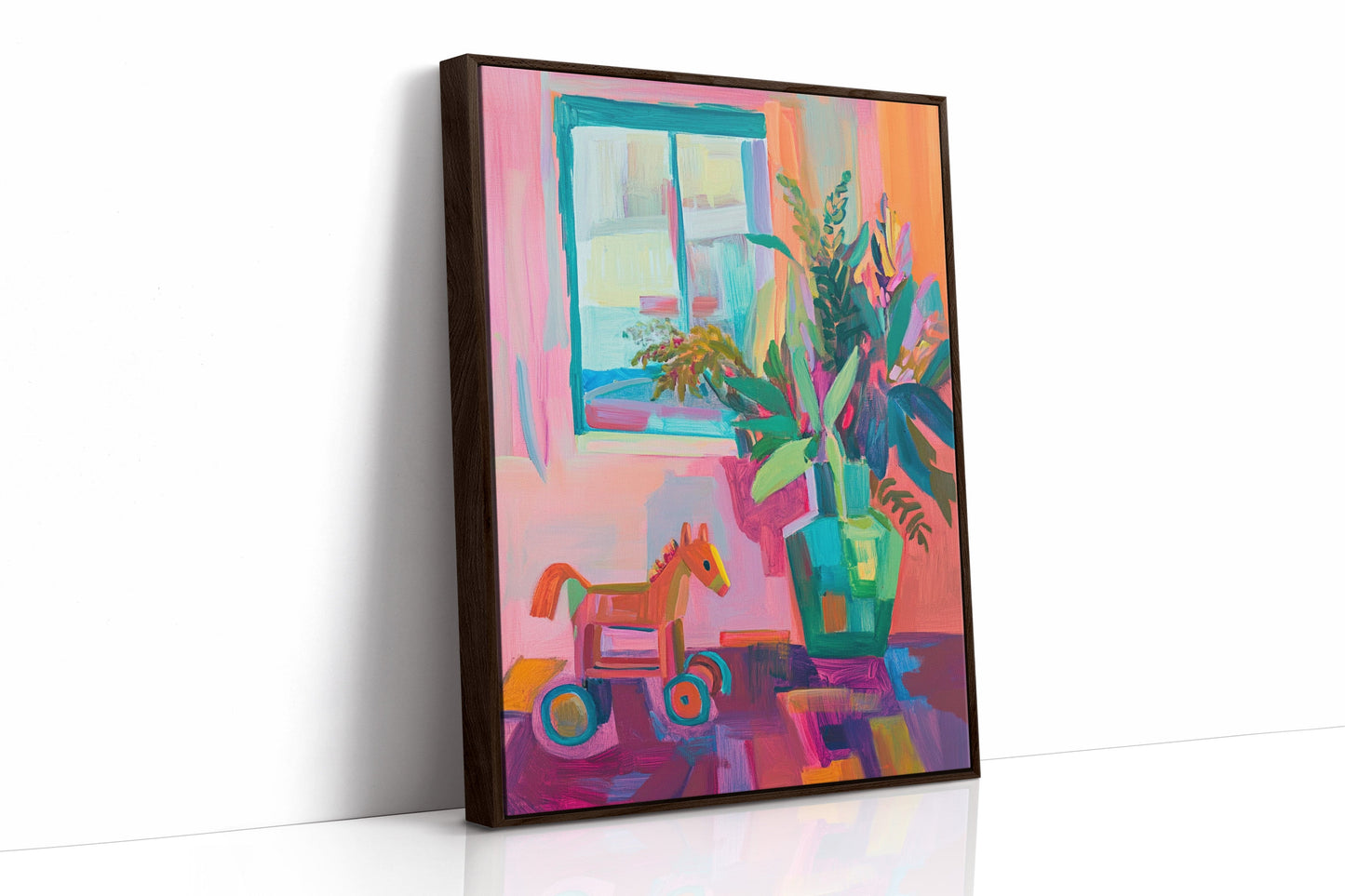 Wooden Horse By Summer Window