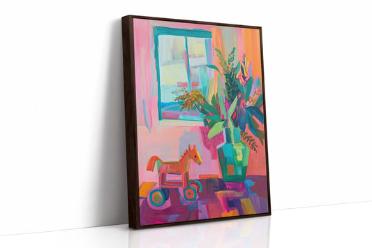 Wooden Horse By Summer Window