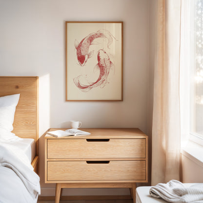 Yin-Yang Koi Fish – Minimalist Japanese Ink Wall Art