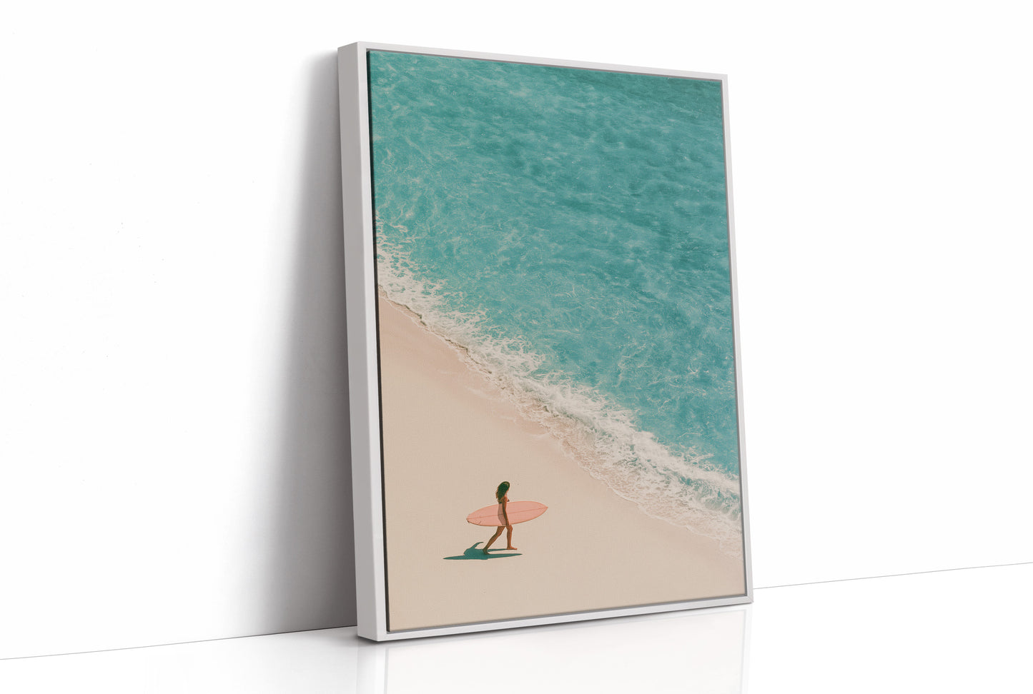 Aerial Surfer Turquoise Shoreline