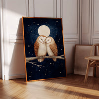 Loving Owls Under a Full Moon