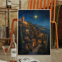 Starry Night Village Canvas Print - Enchanting Landscape Art - Gallery Canvas image 1