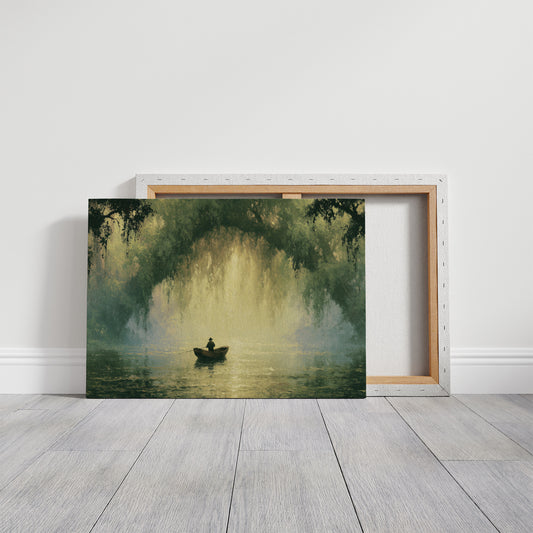 Fisherman Beneath the Willow Veil