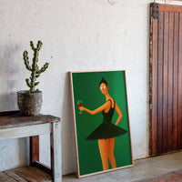 Surprised Ballerina with Wine Glass