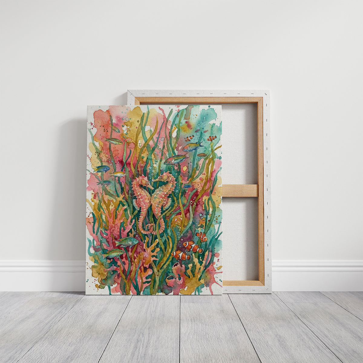 Seagrass Sweethearts: Watercolor Seahorse Duo