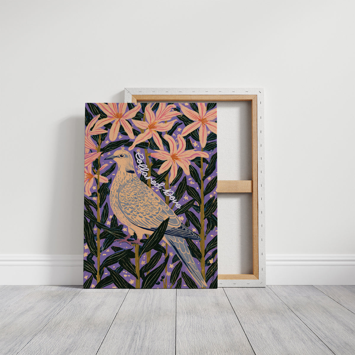Collared Dove Among Star Lilies