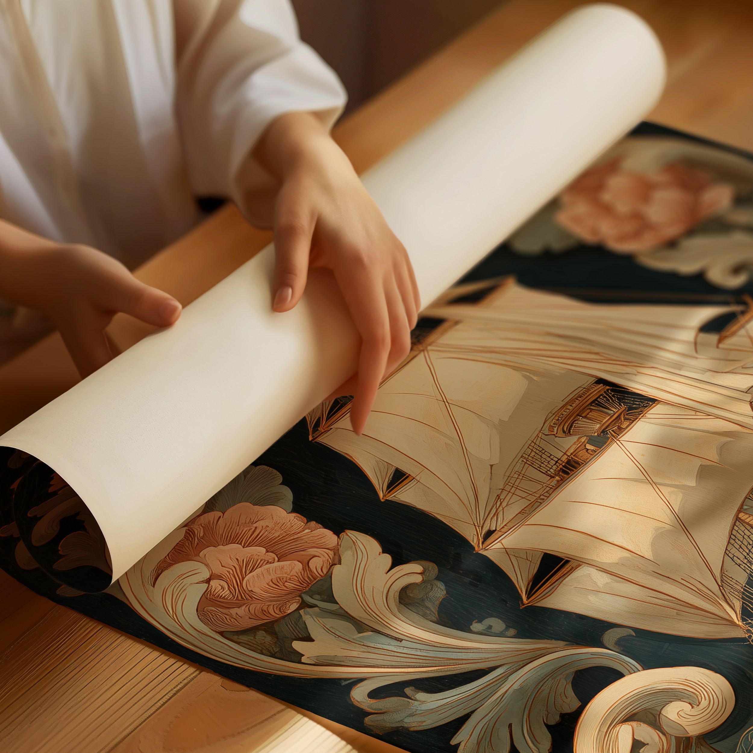 Tall Ships Among Baroque Blooms