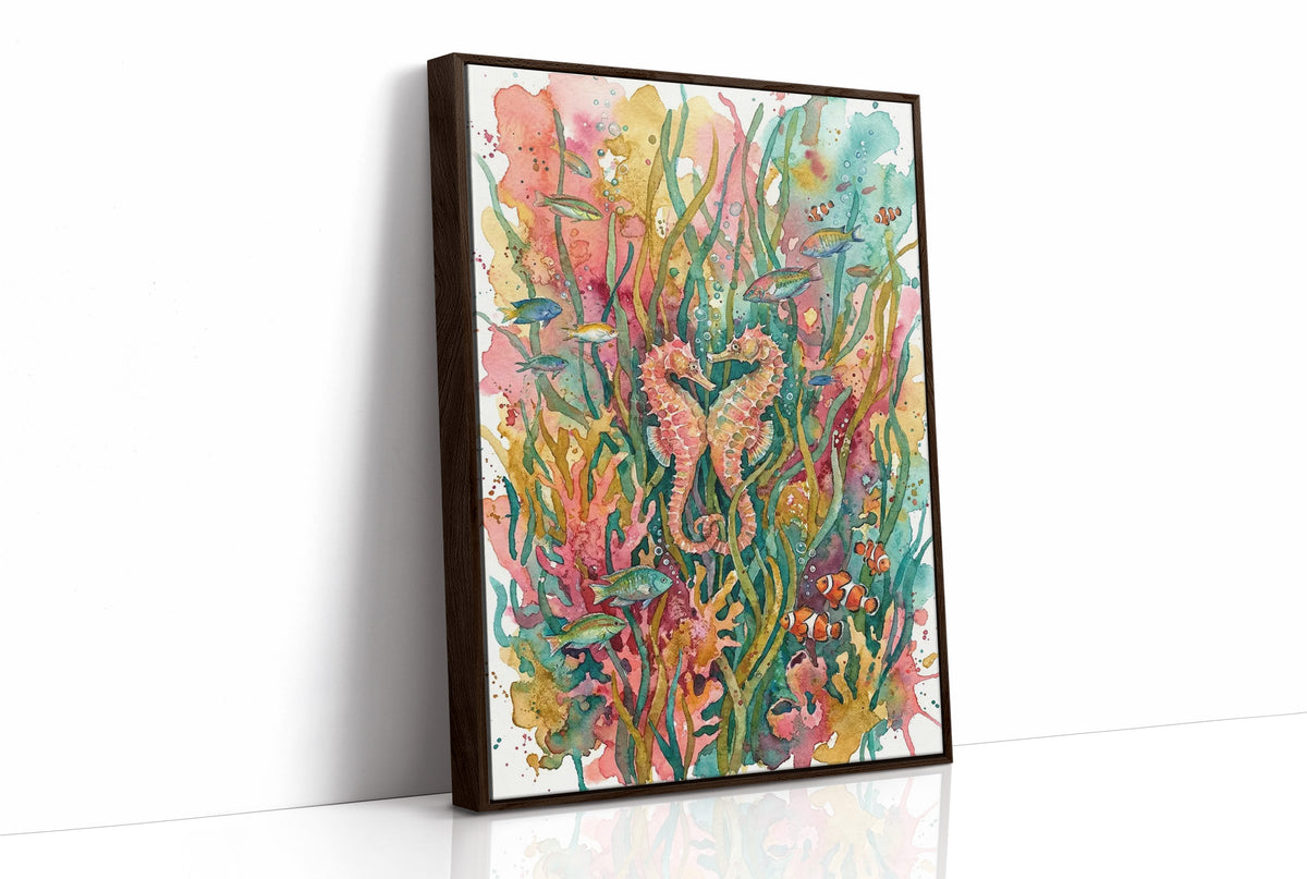 Seagrass Sweethearts: Watercolor Seahorse Duo
