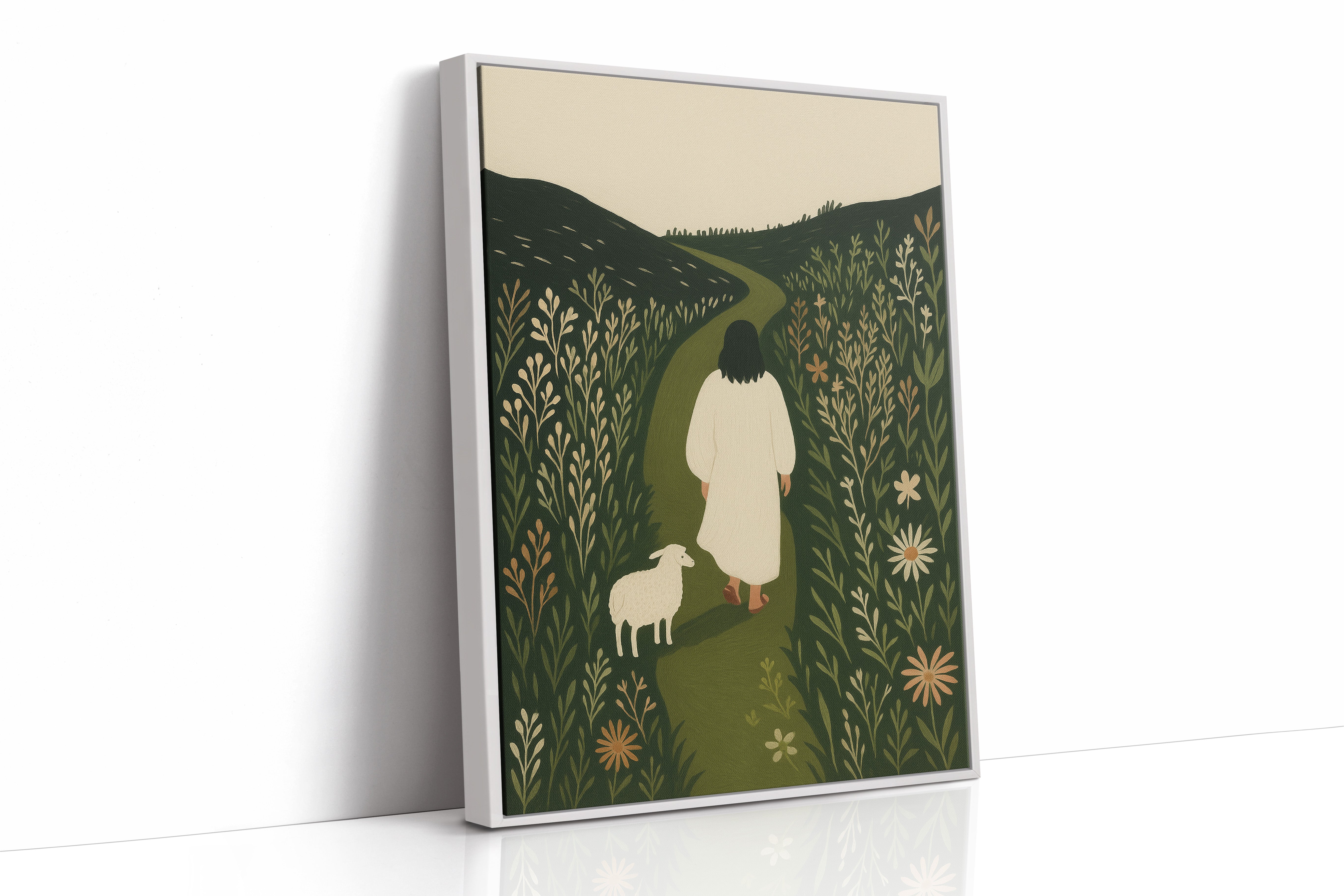 The Shepherd and the Lamb Floral Path Print