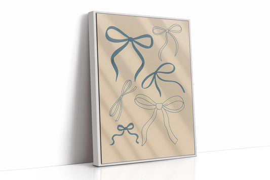Whimsical Blue Bows Minimalist Print