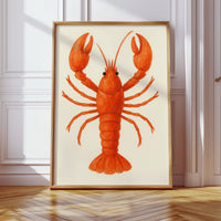 Watercolor Lobster in Coastal Red
