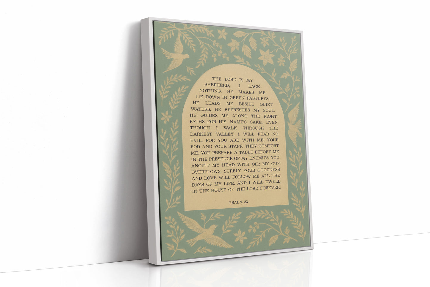 Psalm 23 Scripture with Doves and Florals