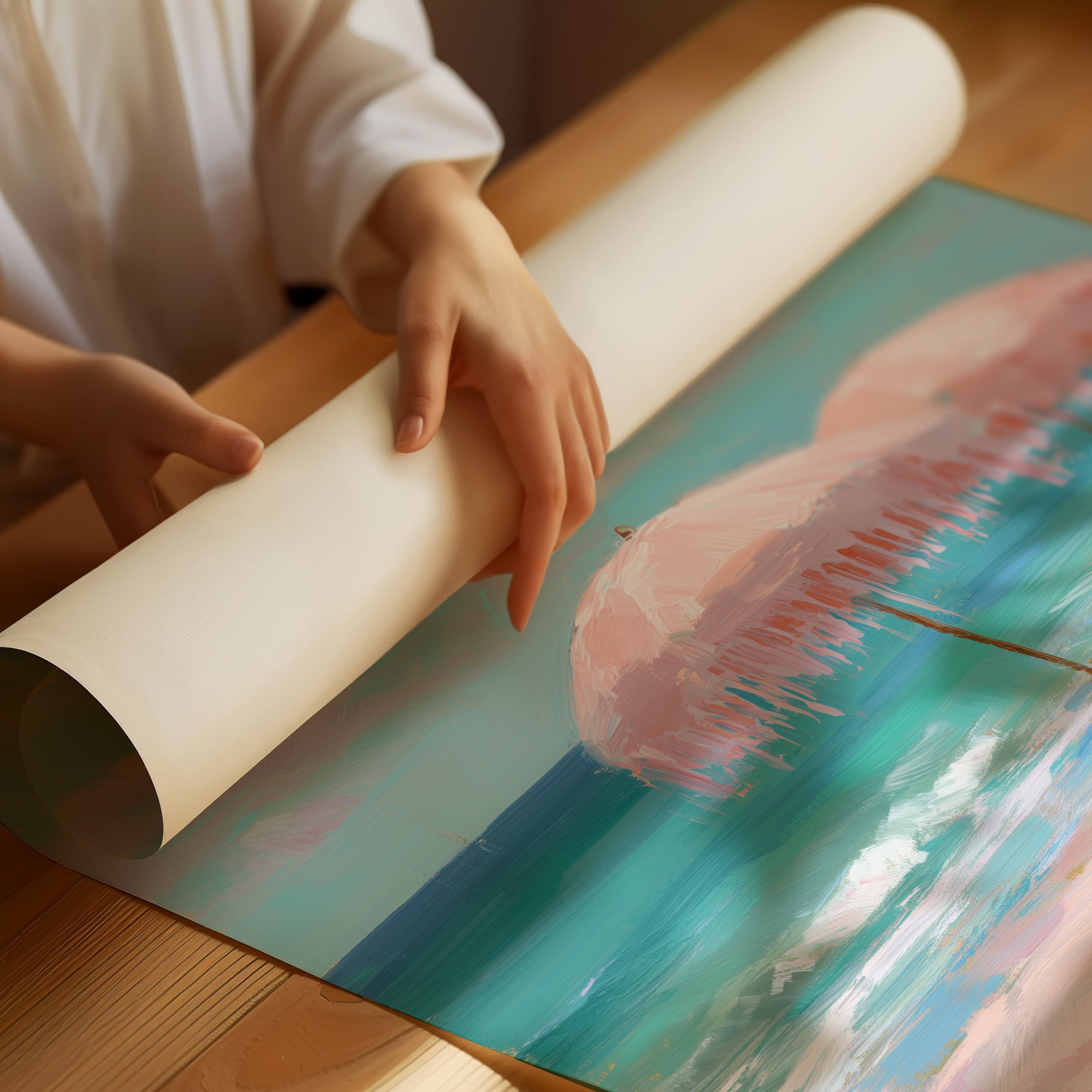 Blush Parasols Await Seaside Dreams