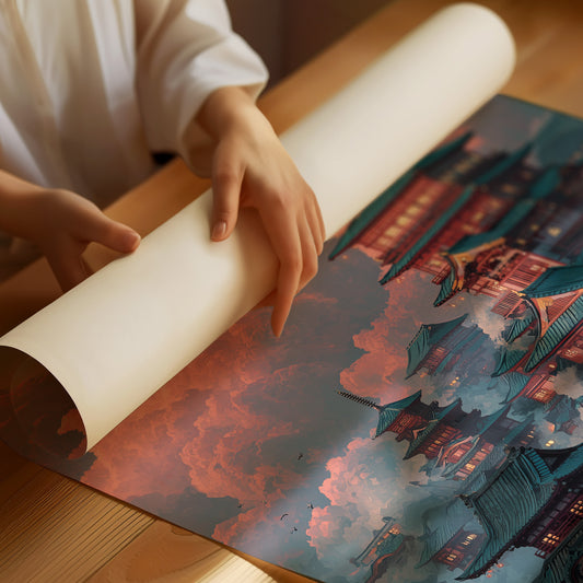 Ancient Temples Touch Sunset Clouds