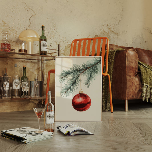 Festive Red Ornament Watercolor Print - Holiday Wall Art - Gallery Canvas image 11