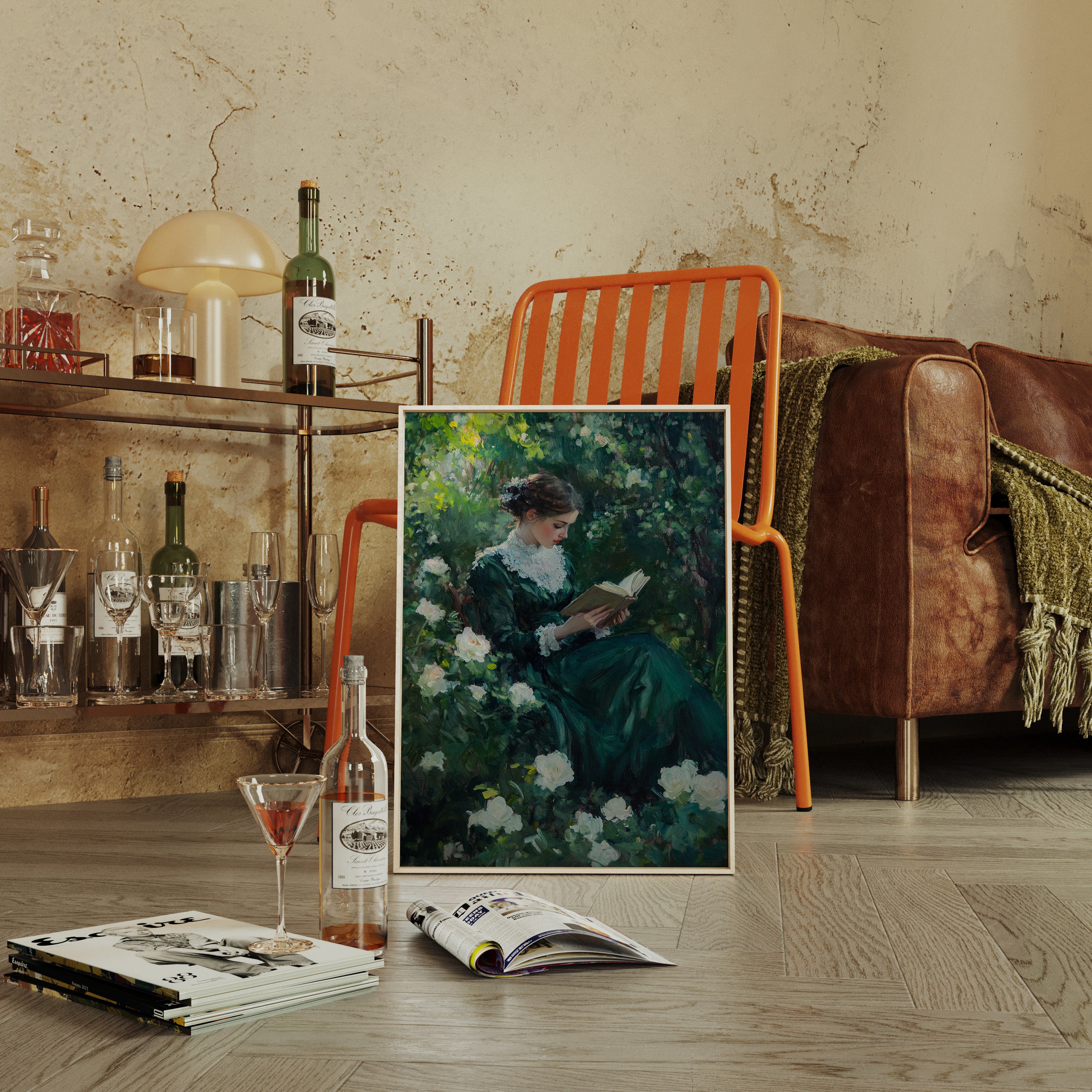 Victorian Lady Reading Portrait - Romantic Garden Art - Gallery Canvas image 4