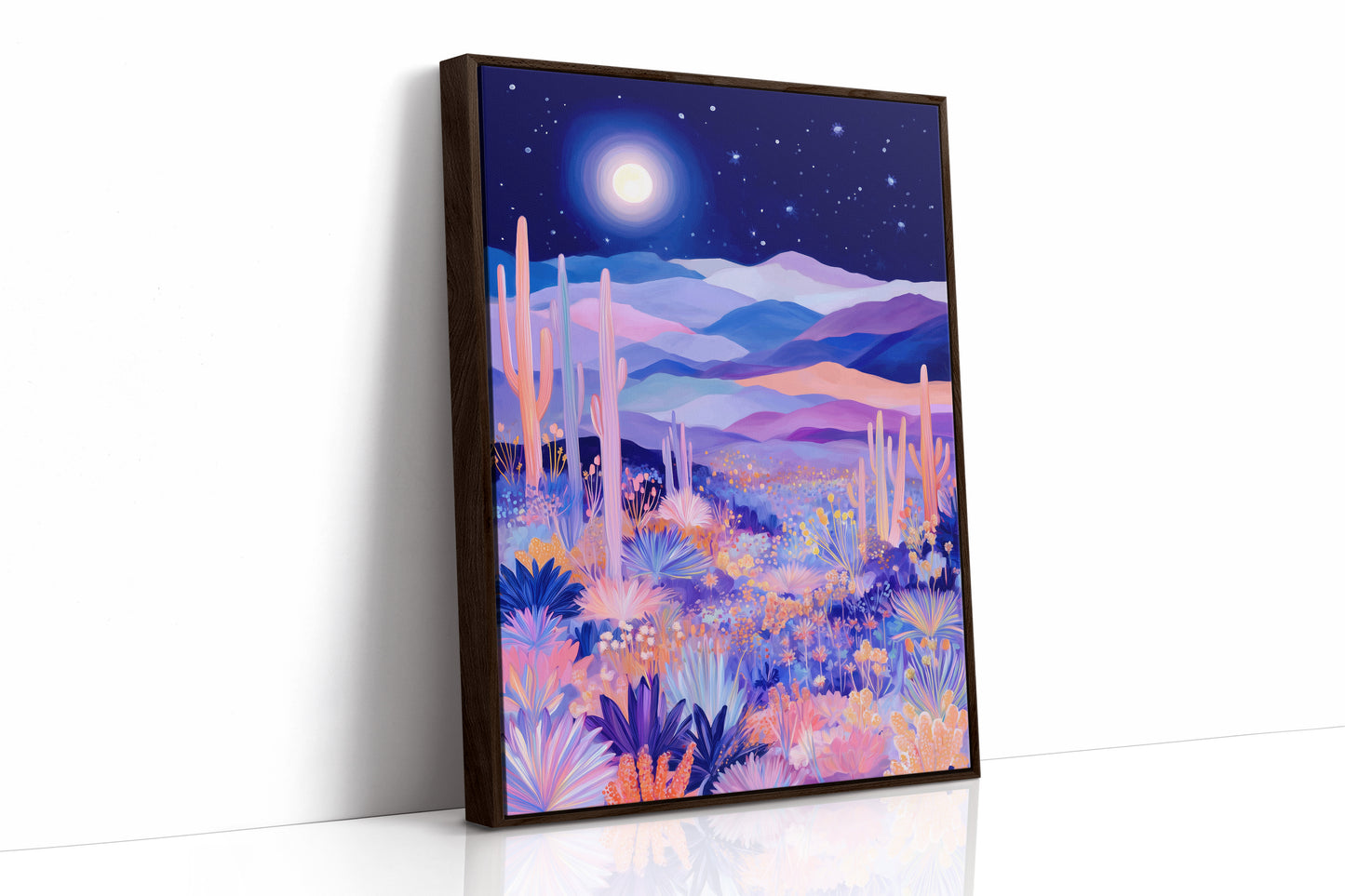 Moonlit Saguaros Dance In Lavender