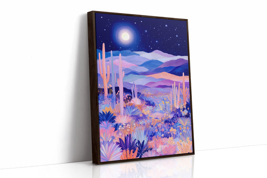 Moonlit Saguaros Dance In Lavender