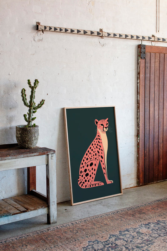 Pop Art Cheetah in Coral
