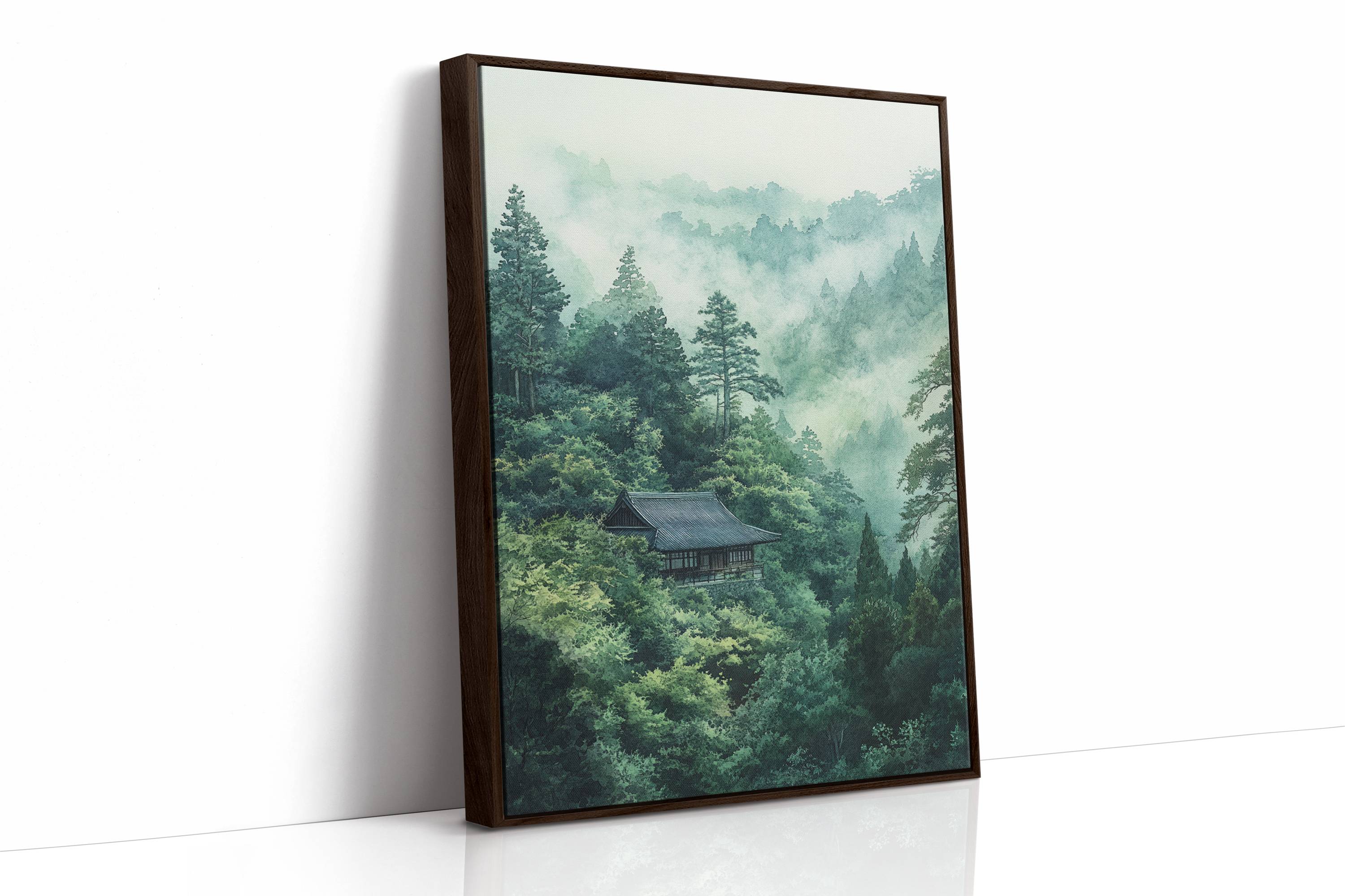 Mountain Temple Rests In Emerald Mist