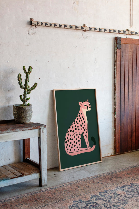 Sassy Coral Cheetah Illustration