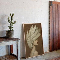 Winged Elegance in Ivory and Crimson