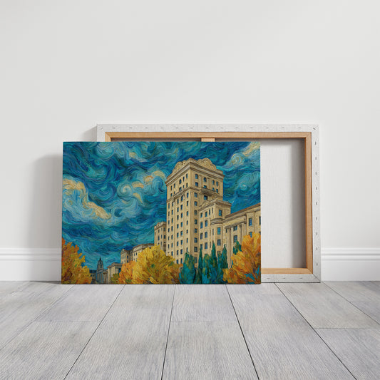 Golden Towers Beneath Swirling Skies